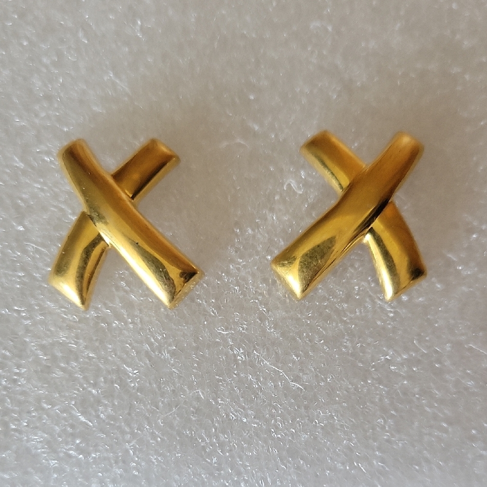 Gold Color X Post Earrings